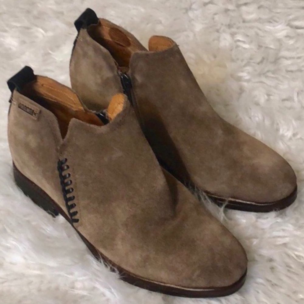 PIKOLINOS Tan Suede Ankle Booties